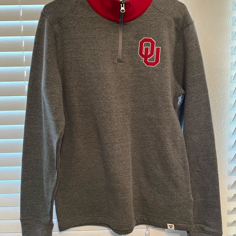 Fanatics Gray and Red Zip-Up Sweater